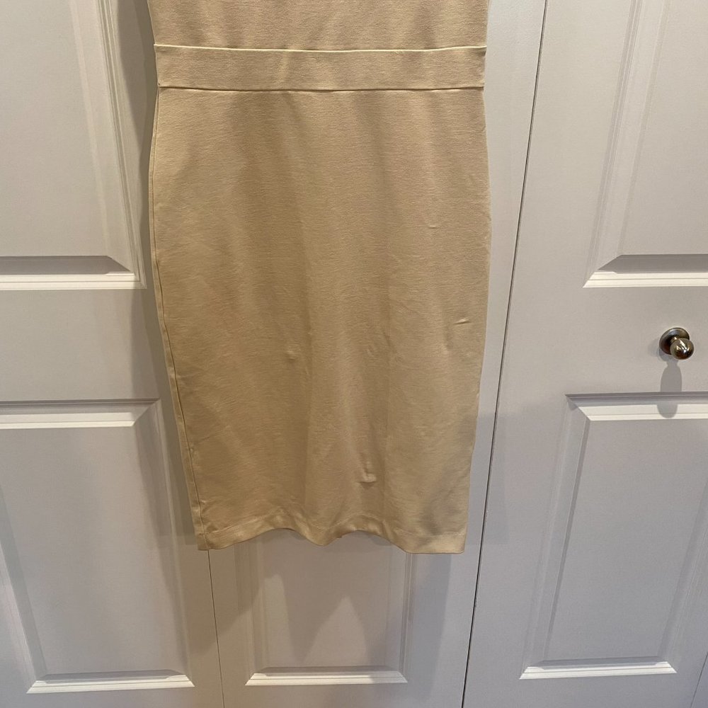 Bebe Light Tan Neckline Lace Up Dress Size Large - Picture 5 of 9